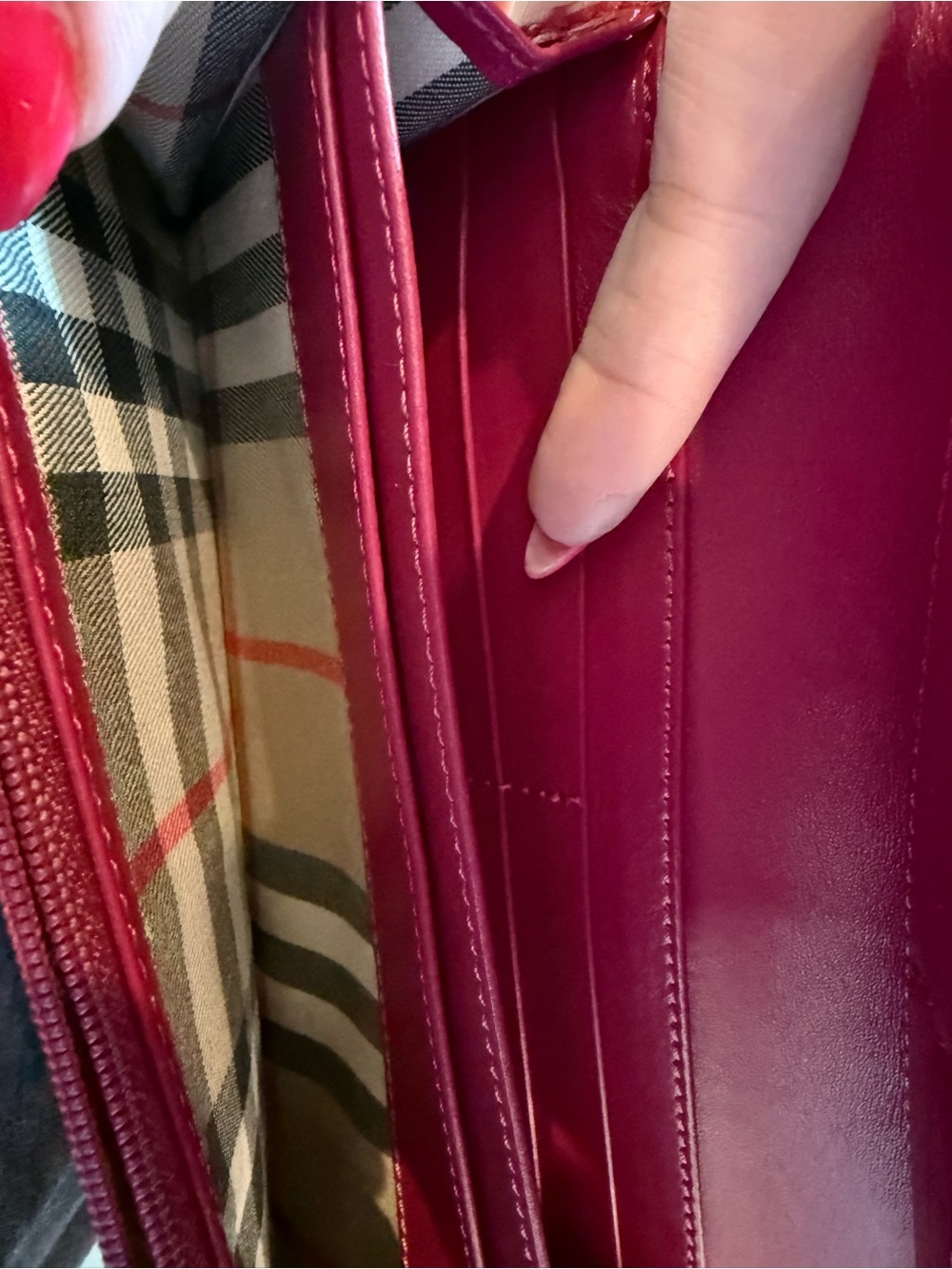 Burberry Pink and Burgundy Leather Continental Wallet - Picture 4 of 4